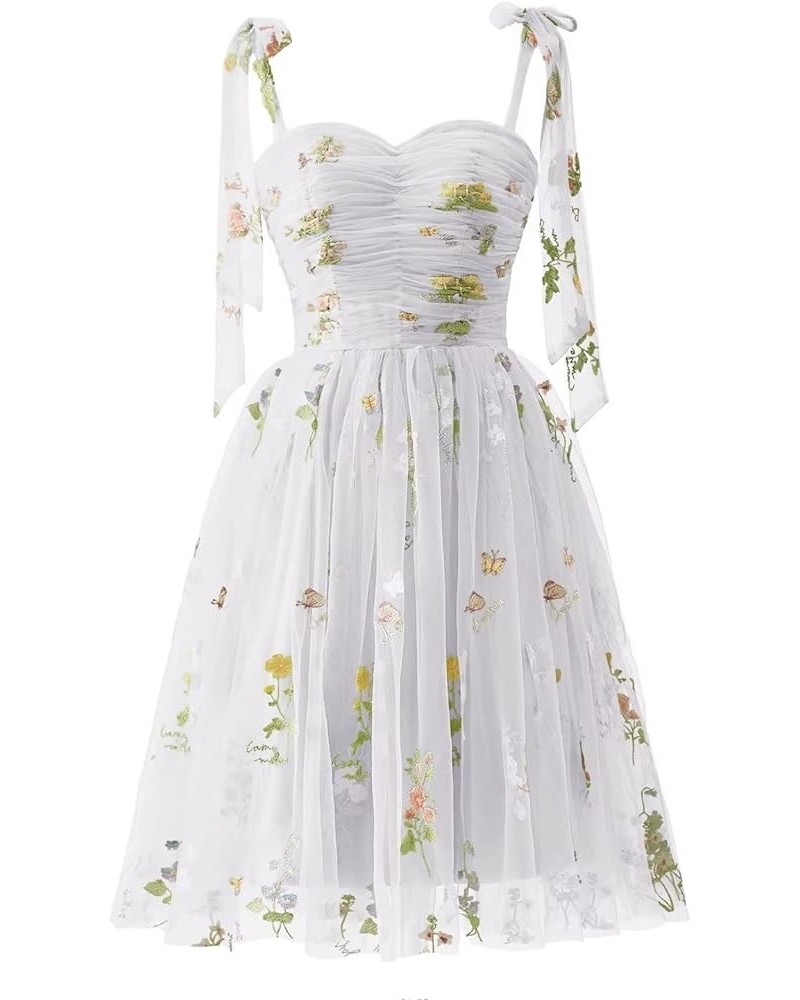 Short Flower Embroidery Tulle Homecoming Dresses for Teens A Line Formal Party Prom Gowns A-white $25.99 Dresses