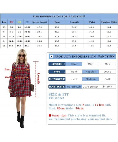 Women Long Sleeve Plaid Pattern Tunic Tops Shirt Casual Dress A-black $14.14 Dresses