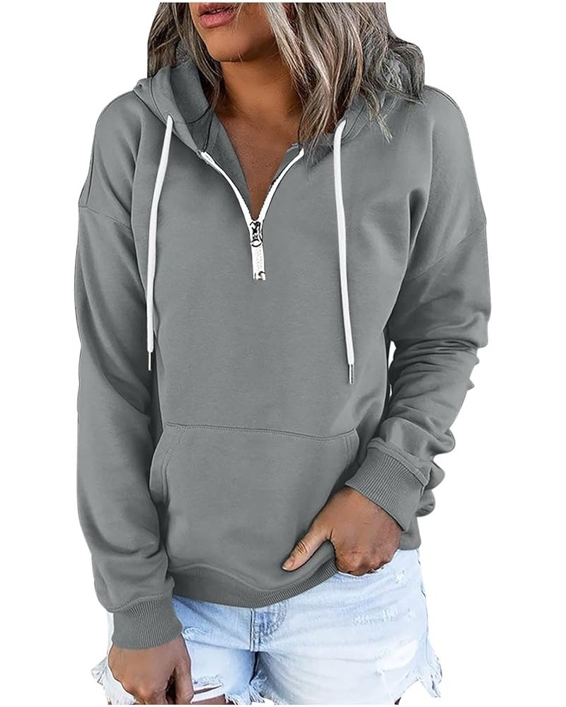 Holiday Sweatshirt For Women Fashion Hoodies Button Collar Pullover Drwastring Loose Long Sleeve Tops Holiday Outfits A10gray...