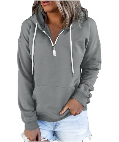 Holiday Sweatshirt For Women Fashion Hoodies Button Collar Pullover Drwastring Loose Long Sleeve Tops Holiday Outfits A10gray...