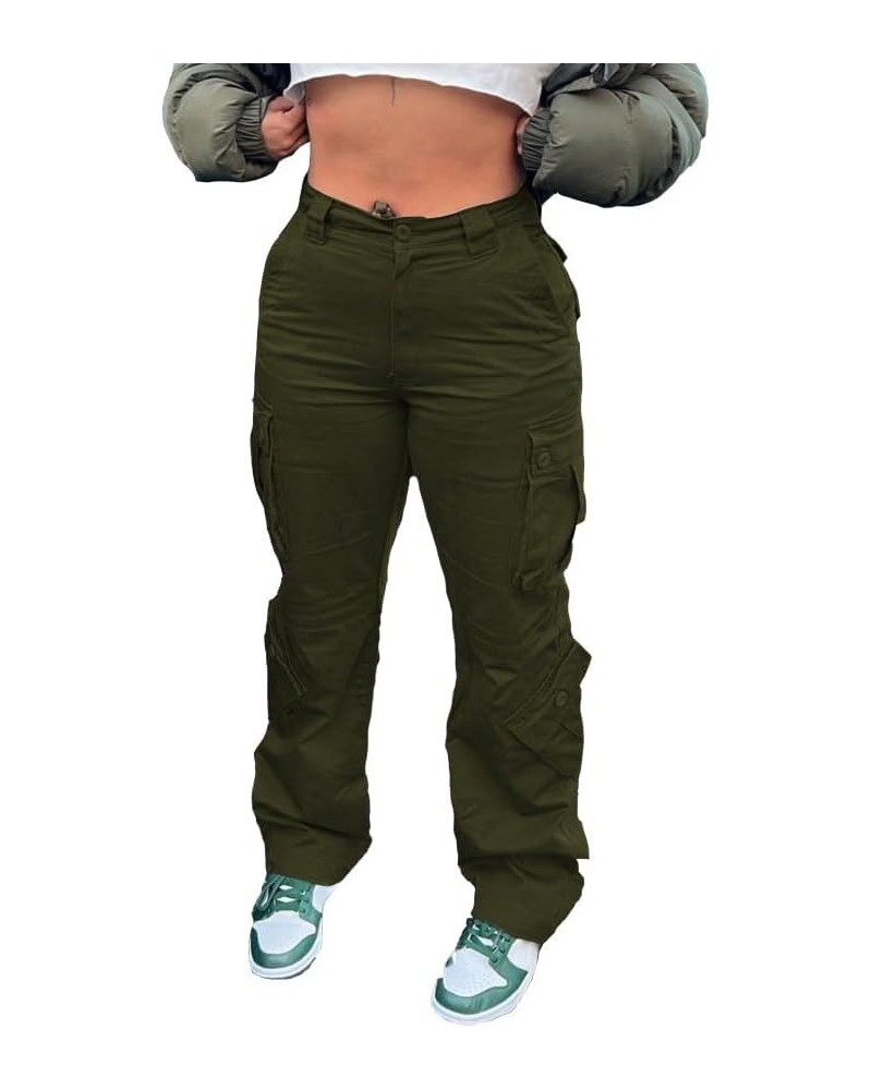 Women's Cargo Jeans Pants High Waisted Casual Trousers Baggy Wide Leg Pants Y2K Streetwear with 6 Pockets Army Green $16.71 J...