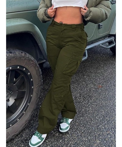 Women's Cargo Jeans Pants High Waisted Casual Trousers Baggy Wide Leg Pants Y2K Streetwear with 6 Pockets Army Green $16.71 J...