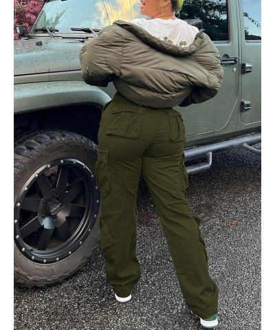 Women's Cargo Jeans Pants High Waisted Casual Trousers Baggy Wide Leg Pants Y2K Streetwear with 6 Pockets Army Green $16.71 J...