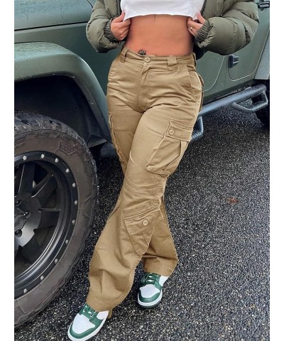 Women's Cargo Jeans Pants High Waisted Casual Trousers Baggy Wide Leg Pants Y2K Streetwear with 6 Pockets Army Green $16.71 J...