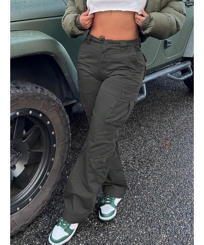 Women's Cargo Jeans Pants High Waisted Casual Trousers Baggy Wide Leg Pants Y2K Streetwear with 6 Pockets Army Green $16.71 J...