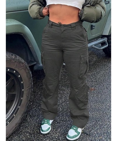 Women's Cargo Jeans Pants High Waisted Casual Trousers Baggy Wide Leg Pants Y2K Streetwear with 6 Pockets Army Green $16.71 J...