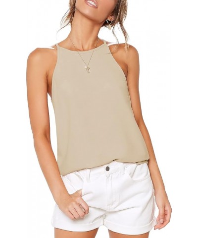 Womens Tank Tops Casual Flowy Printed Vest Shirts Sleeveless Cotton Soft Summer Tees Blouses Khaki $10.79 Tanks