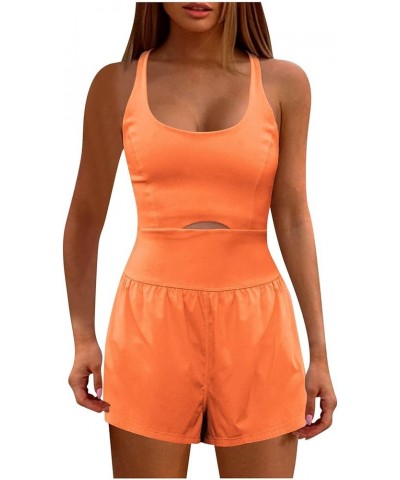 Womens Athletic Romper Trendy Casual Yoga Jumpsuits Gym One Piece Onesie Running Workout Wear Outfits 2023 Orange 23 $8.79 Ju...