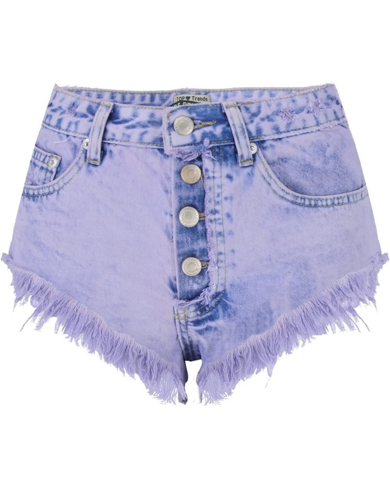 Women's High Waist Hem Shredded Denim Shorts 6699 $14.10 Shorts