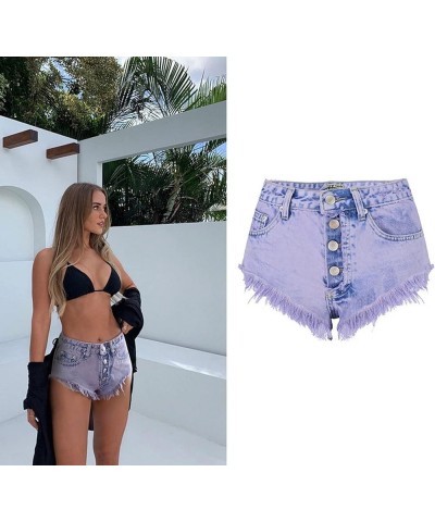 Women's High Waist Hem Shredded Denim Shorts 6699 $14.10 Shorts