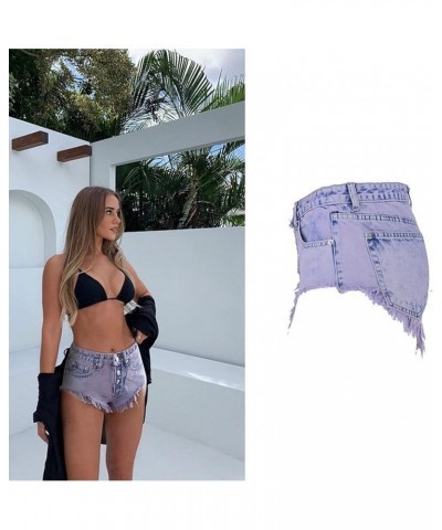 Women's High Waist Hem Shredded Denim Shorts 6699 $14.10 Shorts