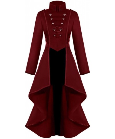 Steampunk High Low Dress for Women Long Sleeve Gothic Jacket Long Victorian Waistcoat Asymmetrical Jacket Top Red $17.33 Jackets