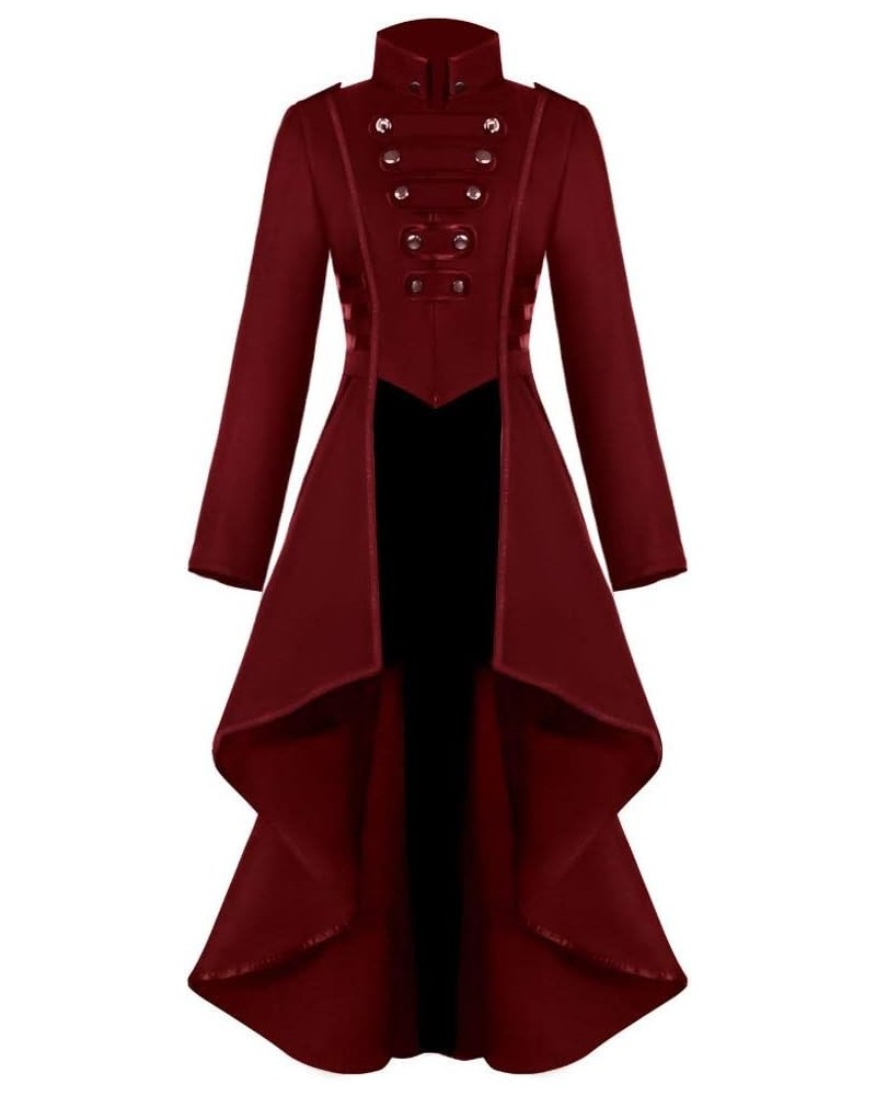 Steampunk High Low Dress for Women Long Sleeve Gothic Jacket Long Victorian Waistcoat Asymmetrical Jacket Top Red $17.33 Jackets