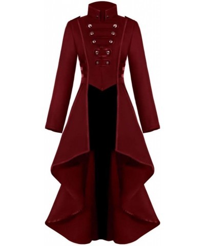 Steampunk High Low Dress for Women Long Sleeve Gothic Jacket Long Victorian Waistcoat Asymmetrical Jacket Top Red $17.33 Jackets