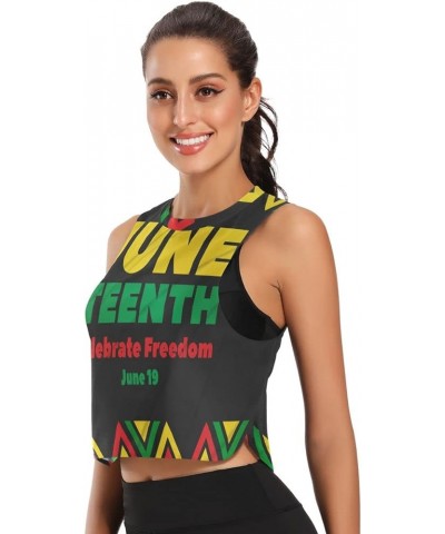 Juneteenth Freedom Day Women's Crop Top Workout Tops Casual Workout Tops for Women Juneteenth African American Freedom Day $1...