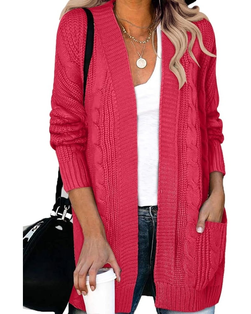 Womens 2023 Fashion Open Front Long Sleeve Cardigans Sweaters Coats with Pockets A Solid Rose $22.89 Sweaters