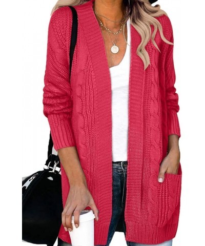 Womens 2023 Fashion Open Front Long Sleeve Cardigans Sweaters Coats with Pockets A Solid Rose $22.89 Sweaters