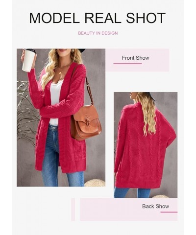 Womens 2023 Fashion Open Front Long Sleeve Cardigans Sweaters Coats with Pockets A Solid Rose $22.89 Sweaters