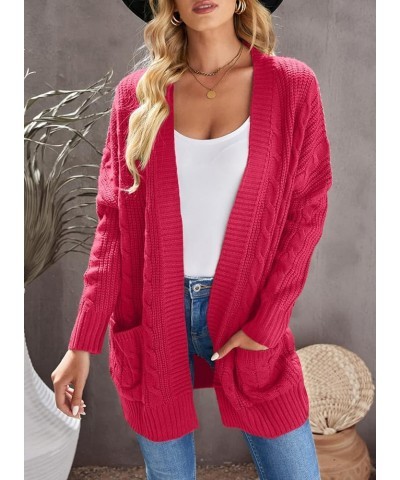 Womens 2023 Fashion Open Front Long Sleeve Cardigans Sweaters Coats with Pockets A Solid Rose $22.89 Sweaters