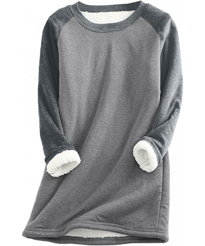 Fleece Sweatshirts for Women Sherpa Lined Casual Loose Colorblock Winter Shirts Solid Color Long Sleeve Tunic Tops 3-gray $8....