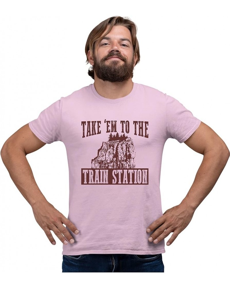 Adult Take Em to The Train Station T-Shirt Pink $11.68 T-Shirts