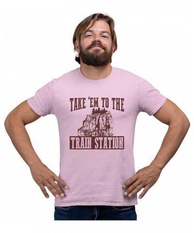 Adult Take Em to The Train Station T-Shirt Pink $11.68 T-Shirts