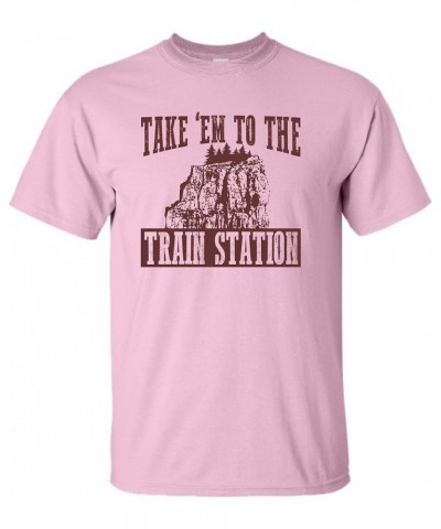 Adult Take Em to The Train Station T-Shirt Pink $11.68 T-Shirts