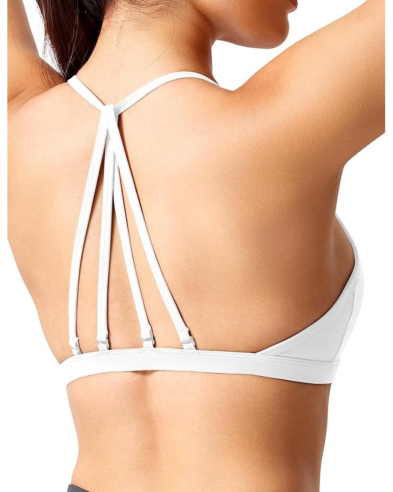 Workout Sports Bras for Women Padded Strappy Open Back Gym Bra Lorelie Light Impact Criss Cross Yoga Crop Top 0 White $14.26 ...