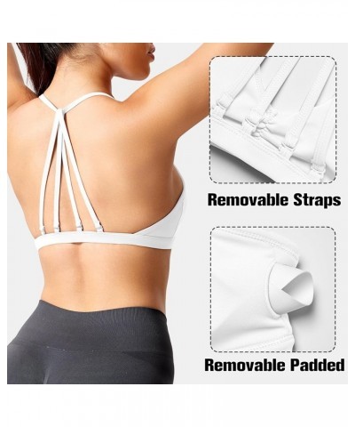 Workout Sports Bras for Women Padded Strappy Open Back Gym Bra Lorelie Light Impact Criss Cross Yoga Crop Top 0 White $14.26 ...