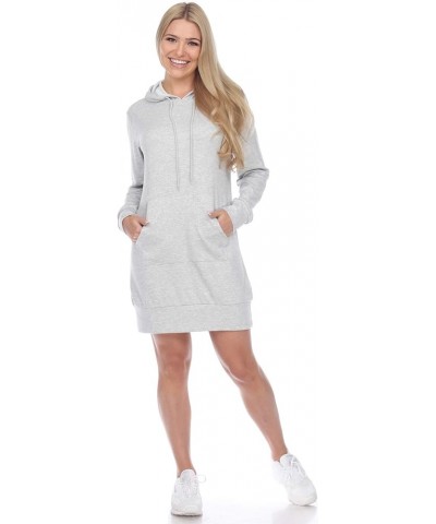 Women's Comfortable Hooded Sweatshirt Dress Heather Grey $17.84 Dresses