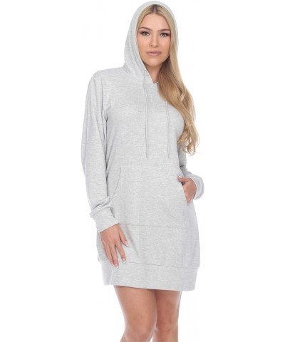 Women's Comfortable Hooded Sweatshirt Dress Heather Grey $17.84 Dresses