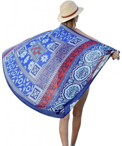 Bikini Wrap Scarf Batik Sarongs for Women Summer Beach Coverups H-navy $6.62 Swimsuits