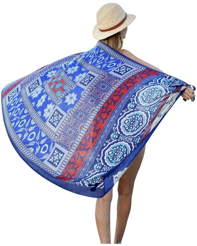 Bikini Wrap Scarf Batik Sarongs for Women Summer Beach Coverups H-navy $6.62 Swimsuits