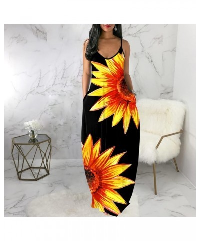 Women's Sexy Summer Sundress Maxi Dresses Plus Size Loose Butterfly Printed Colorful Adjustable African Dress with Pockets 11...