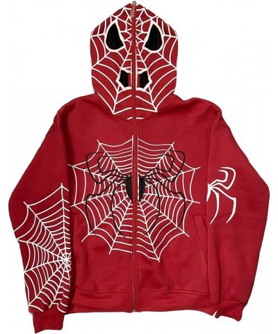 Women Y2k Goth Zip Up Hoodie Long Sleeve Harajuku Sweatshirt Aesthetic Casual Oversized Hooded Top Streetwear Red Spider 06c ...