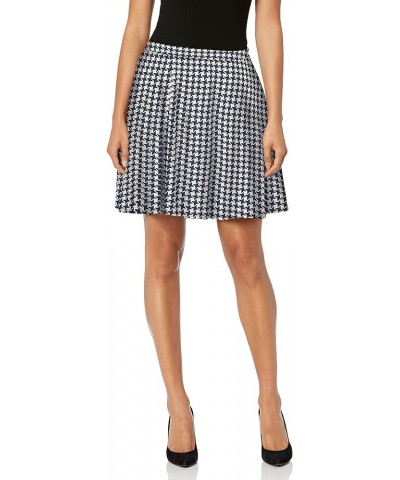 Women's Full Short Ponte Knit Skater White/Navy Houndstooth $10.70 Skirts