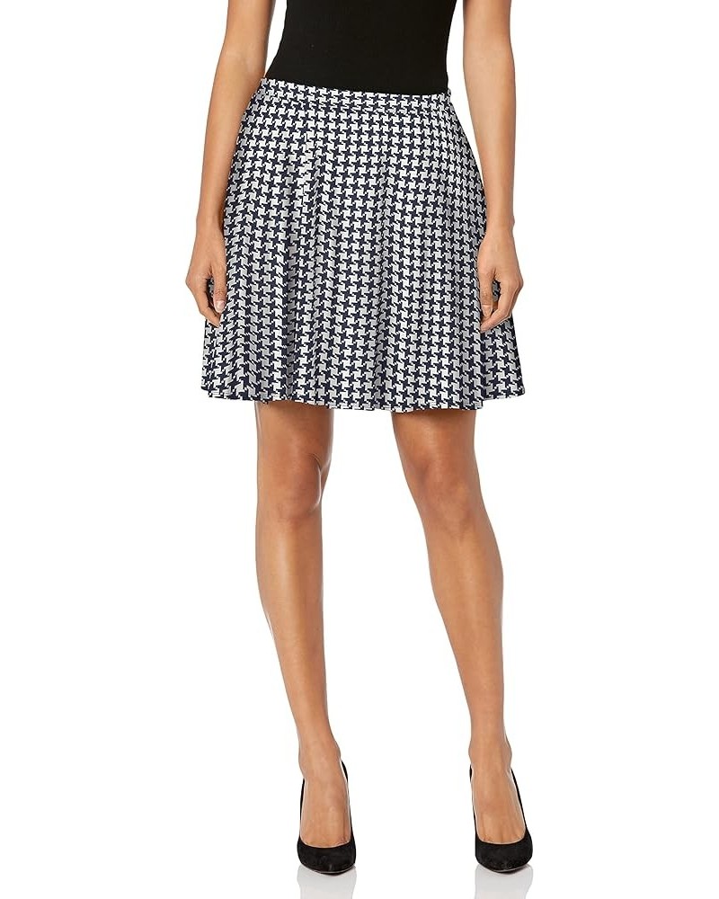 Women's Full Short Ponte Knit Skater White/Navy Houndstooth $10.70 Skirts