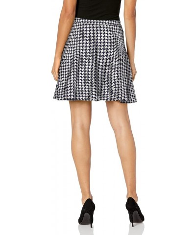 Women's Full Short Ponte Knit Skater White/Navy Houndstooth $10.70 Skirts