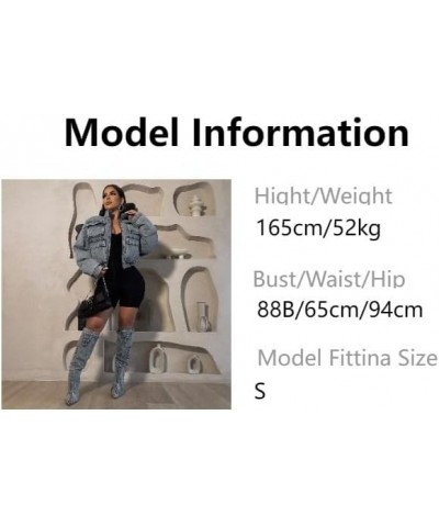 New Women's International Fashion Multi-pocket Denim Padded Thickened Cotton Jacket Blue $19.27 Jackets