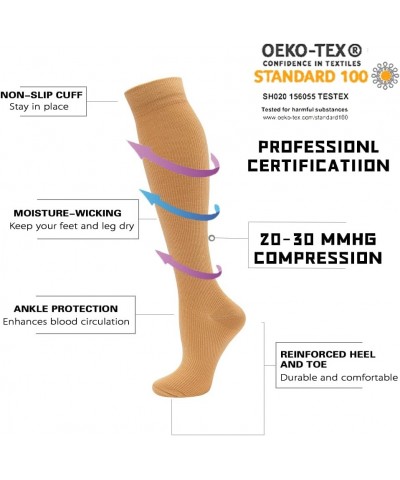 Compression Socks Women Men 20-30 mmHg, Knee High Support Socks for Running,Sports,Travel,Flight,Nurse 24-6 Pairs-nude $13.20...