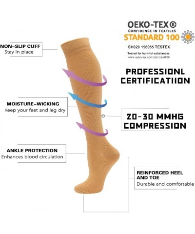 Compression Socks Women Men 20-30 mmHg, Knee High Support Socks for Running,Sports,Travel,Flight,Nurse 24-6 Pairs-nude $13.20...