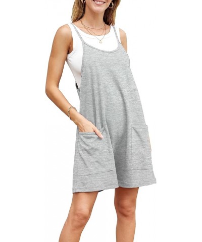 Women's Cotton Breathable Loose Fit Stretchy Adjustable Sleeveless Spaghetti Strap One Piece Rompers For Women Summer Grey $1...