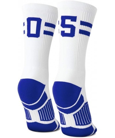 Classic Stripe Team Number Socks | Woven Mid-Calf | White & Royal 05 Or 50 $10.61 Activewear