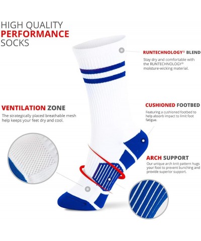 Classic Stripe Team Number Socks | Woven Mid-Calf | White & Royal 05 Or 50 $10.61 Activewear