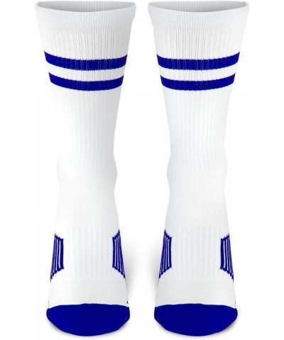 Classic Stripe Team Number Socks | Woven Mid-Calf | White & Royal 05 Or 50 $10.61 Activewear