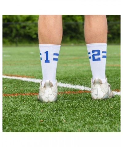 Classic Stripe Team Number Socks | Woven Mid-Calf | White & Royal 05 Or 50 $10.61 Activewear