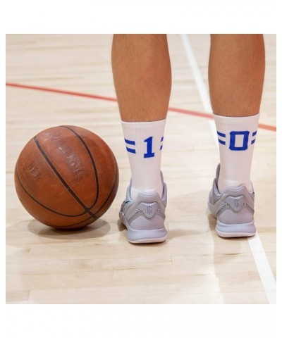 Classic Stripe Team Number Socks | Woven Mid-Calf | White & Royal 05 Or 50 $10.61 Activewear