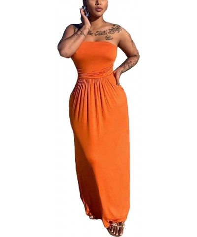 Womens Sexy Tube Top Long Dress Sleeveless Strapless Summer Casual Loose Maxi Dresses Dl8083-orange $19.94 Dresses