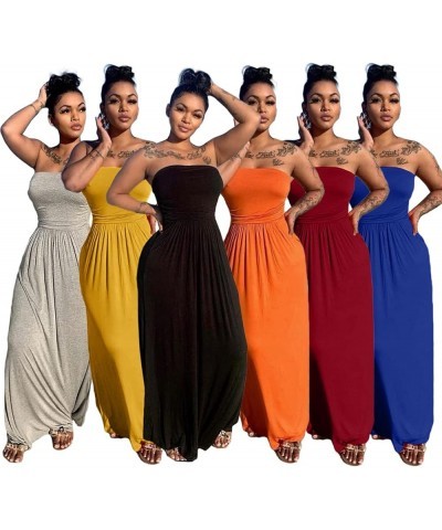 Womens Sexy Tube Top Long Dress Sleeveless Strapless Summer Casual Loose Maxi Dresses Dl8083-orange $19.94 Dresses