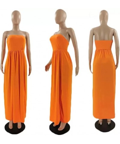 Womens Sexy Tube Top Long Dress Sleeveless Strapless Summer Casual Loose Maxi Dresses Dl8083-orange $19.94 Dresses